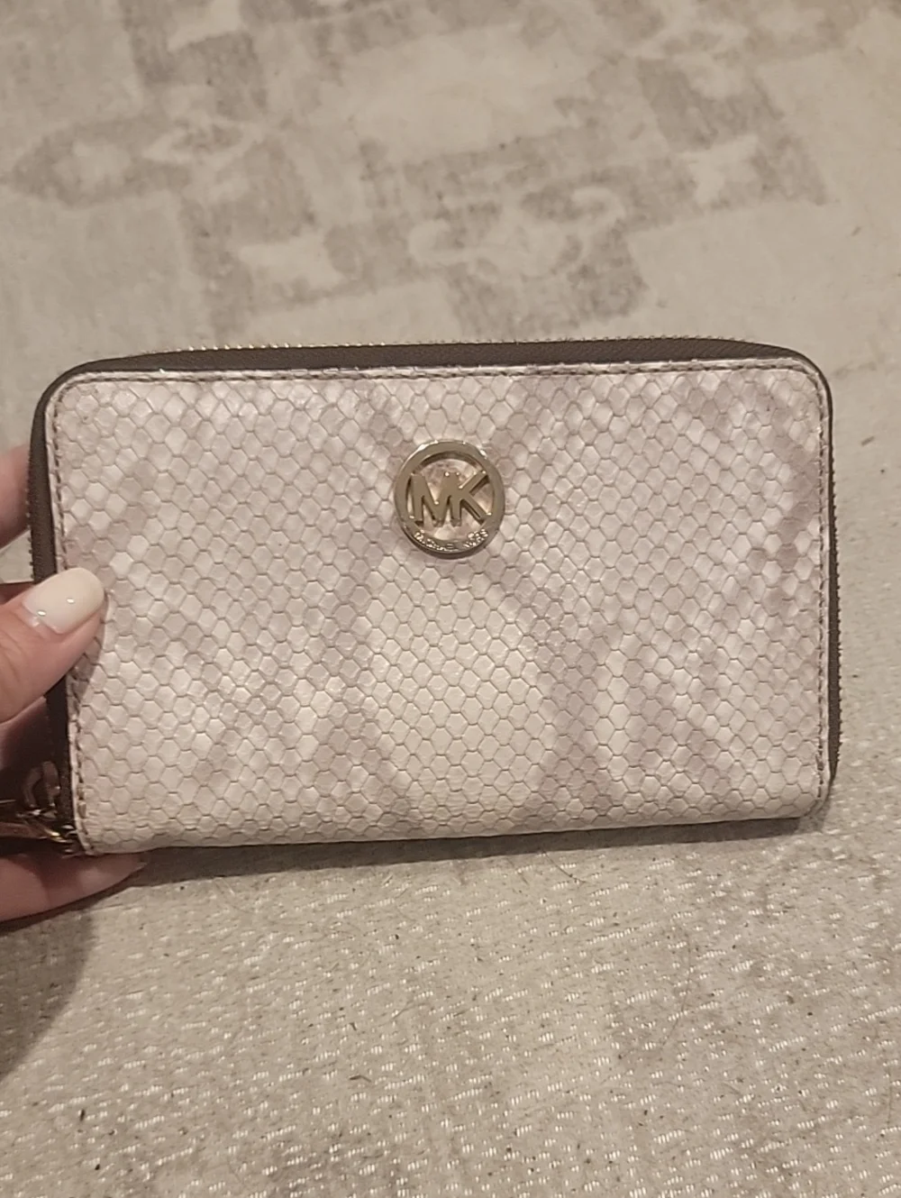 Michael Kors Jet Set Python Leather Wallet With Removable Wrist Strap